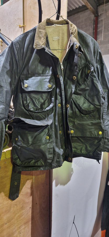 VINTAGE 60'S BARBOUR INTERNATIONAL WAX JACKET BLACK  SIZE M