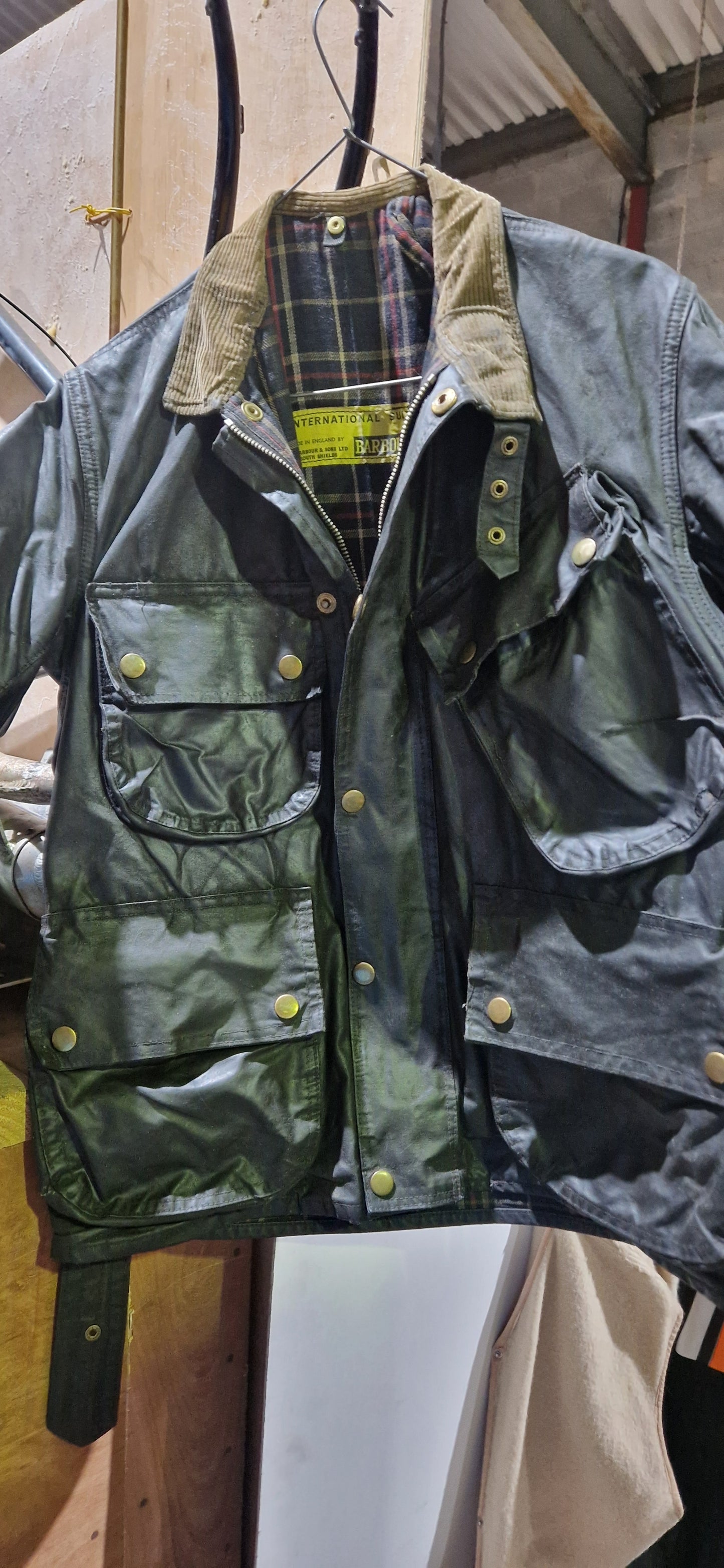 VINTAGE 60'S BARBOUR INTERNATIONAL WAX JACKET BLACK  SIZE M