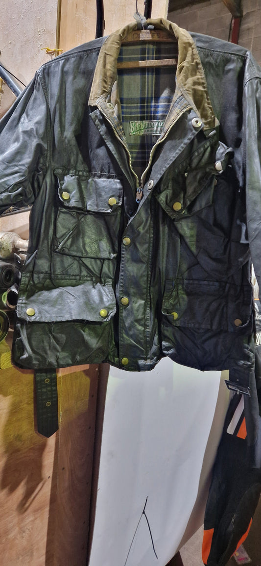 RARE VINTAGE 60'S BARBOUR WAX SPORTING JACKET BLACK SIZE M