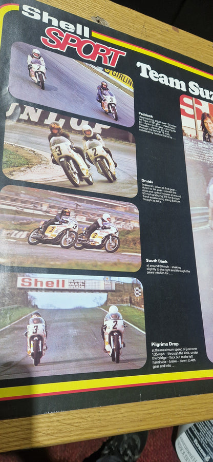 NOS 70'S VINTAGE SHELL SPORT SUZUKI MOTORBIKE RACING TEAM BRANDS HATCH POSTER