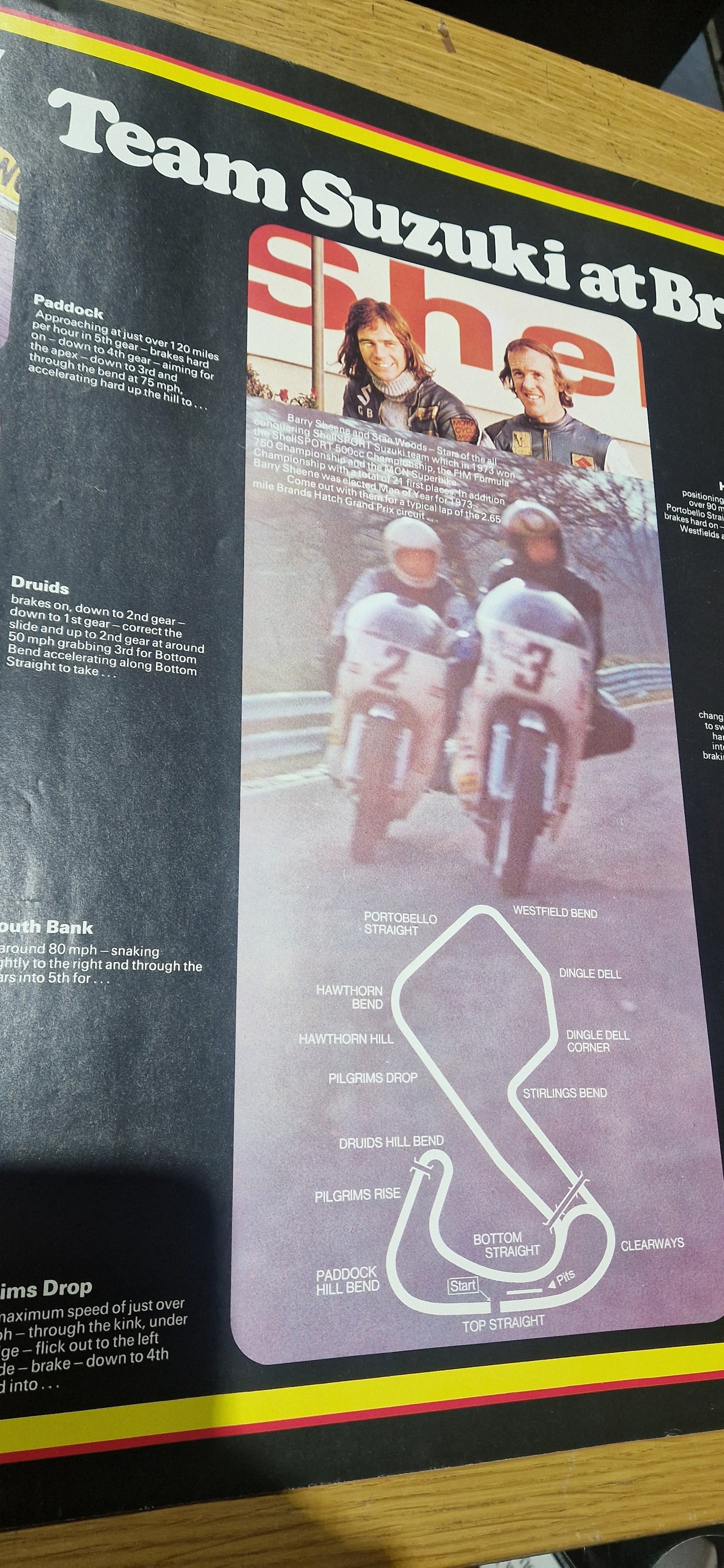 NOS 70'S VINTAGE SHELL SPORT SUZUKI MOTORBIKE RACING TEAM BRANDS HATCH POSTER