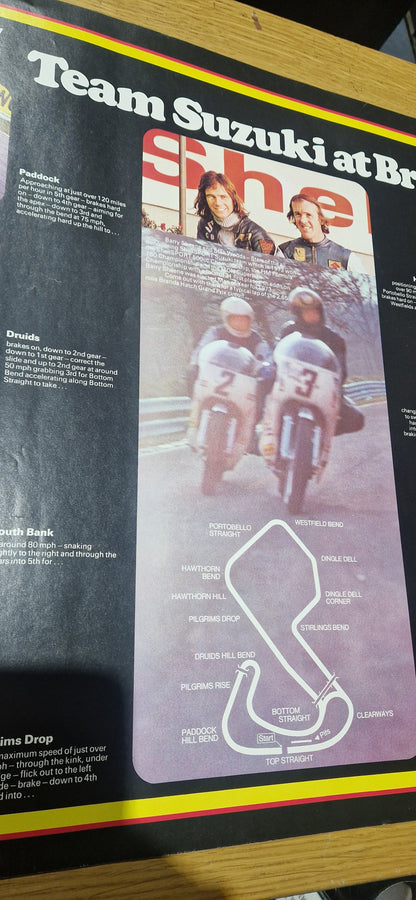 NOS 70'S VINTAGE SHELL SPORT SUZUKI MOTORBIKE RACING TEAM BRANDS HATCH POSTER
