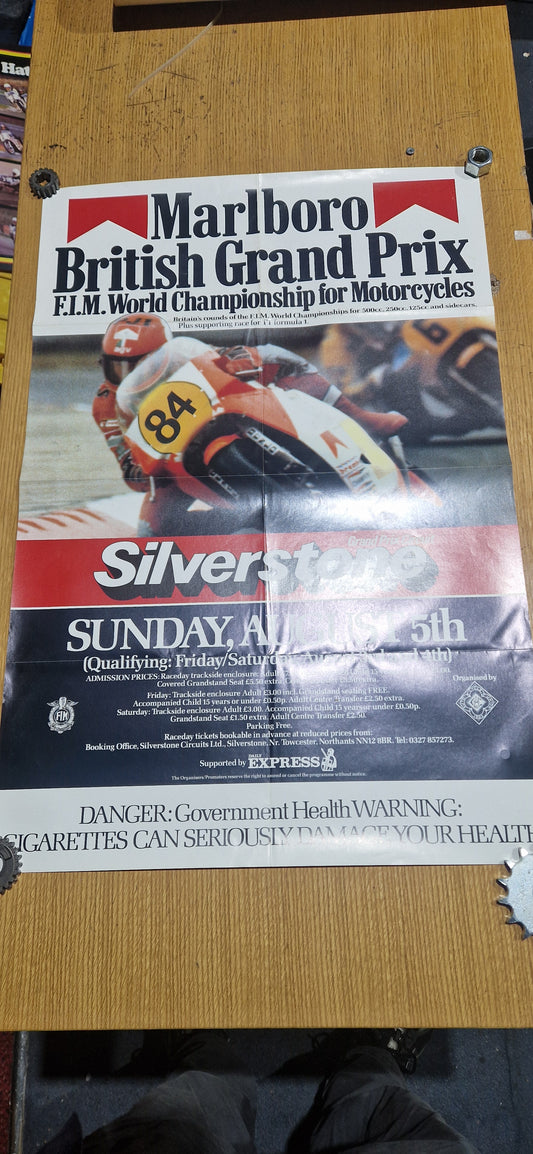 NOS 1984 VINTAGE ICONIC MARLBORO BRITISH MOTORCYCLE GRAND PRIX
