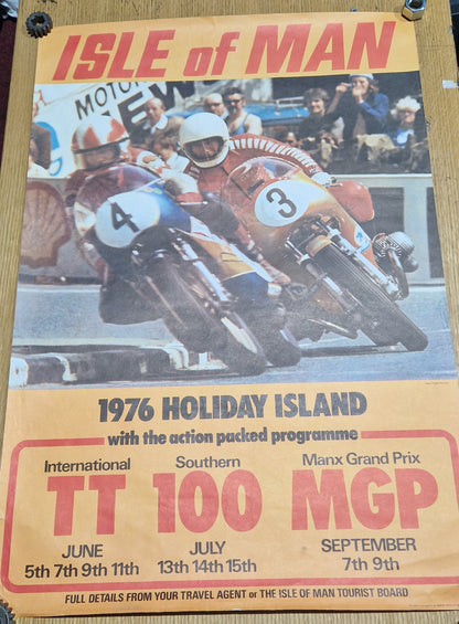 NOS 1976 VINTAGE HOLIDAY ISLAND ISLE OF MAN TT MANX GRAND PRIX POSTER
