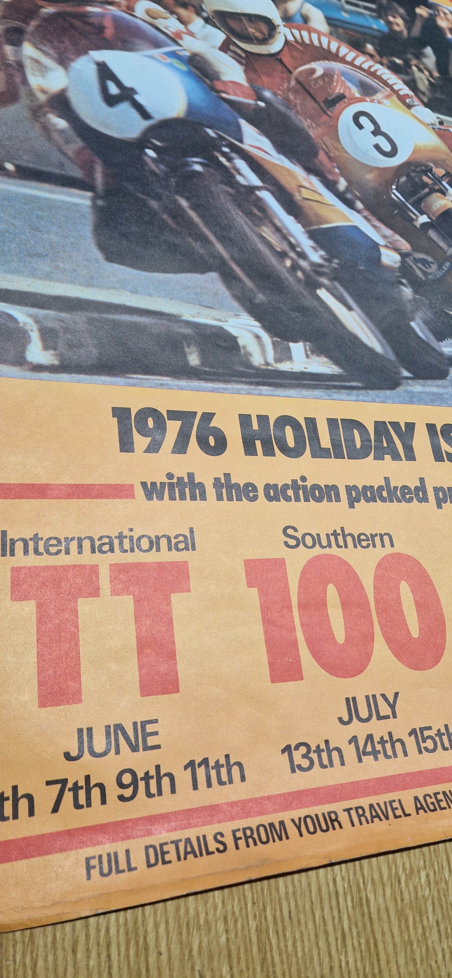 NOS 1976 VINTAGE HOLIDAY ISLAND ISLE OF MAN TT MANX GRAND PRIX POSTER