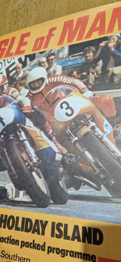 NOS 1976 VINTAGE HOLIDAY ISLAND ISLE OF MAN TT MANX GRAND PRIX POSTER