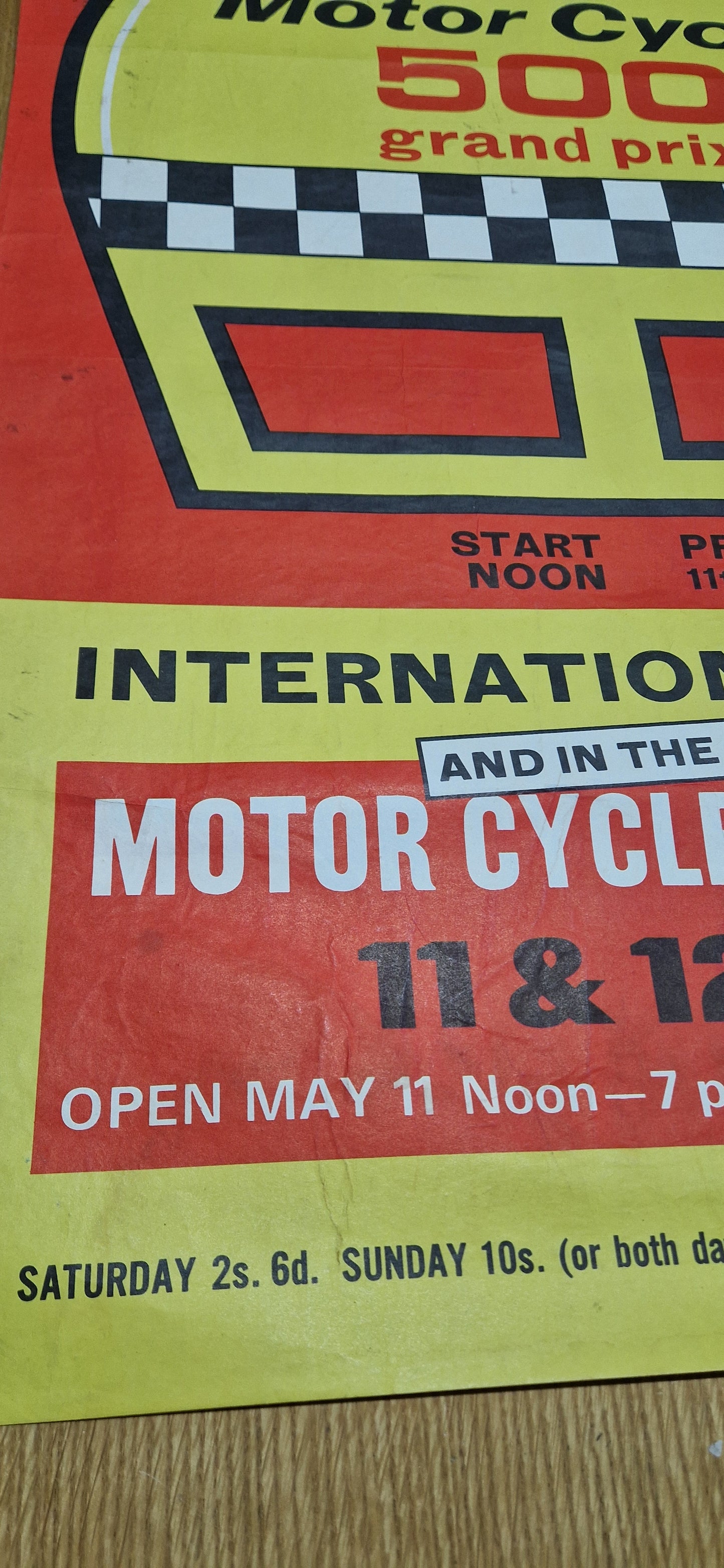 NOS 60'S VINTAGE BRANDS HATCH 500 GRAND PRIX RACE POSTER