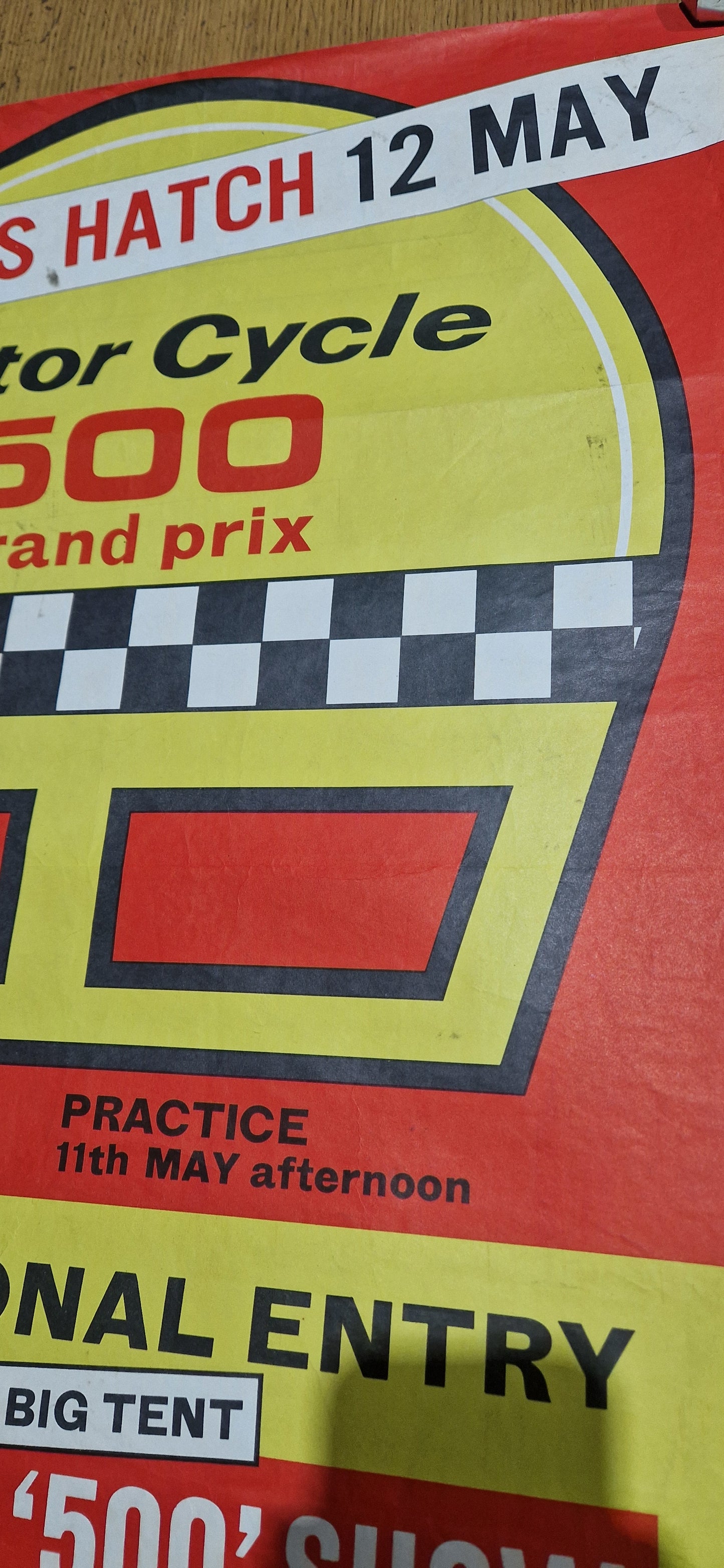 NOS 60'S VINTAGE BRANDS HATCH 500 GRAND PRIX RACE POSTER