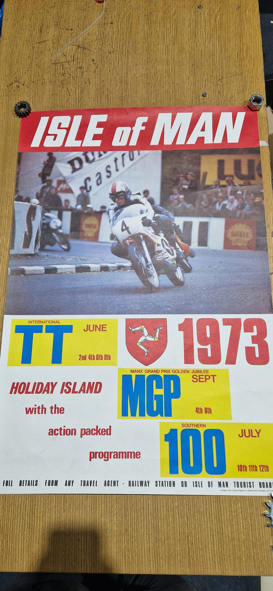 NOS 1973 VINTAGE ISLE OF MAN TT RACE MGP GOLDEN JUBILEE RACE POSTER