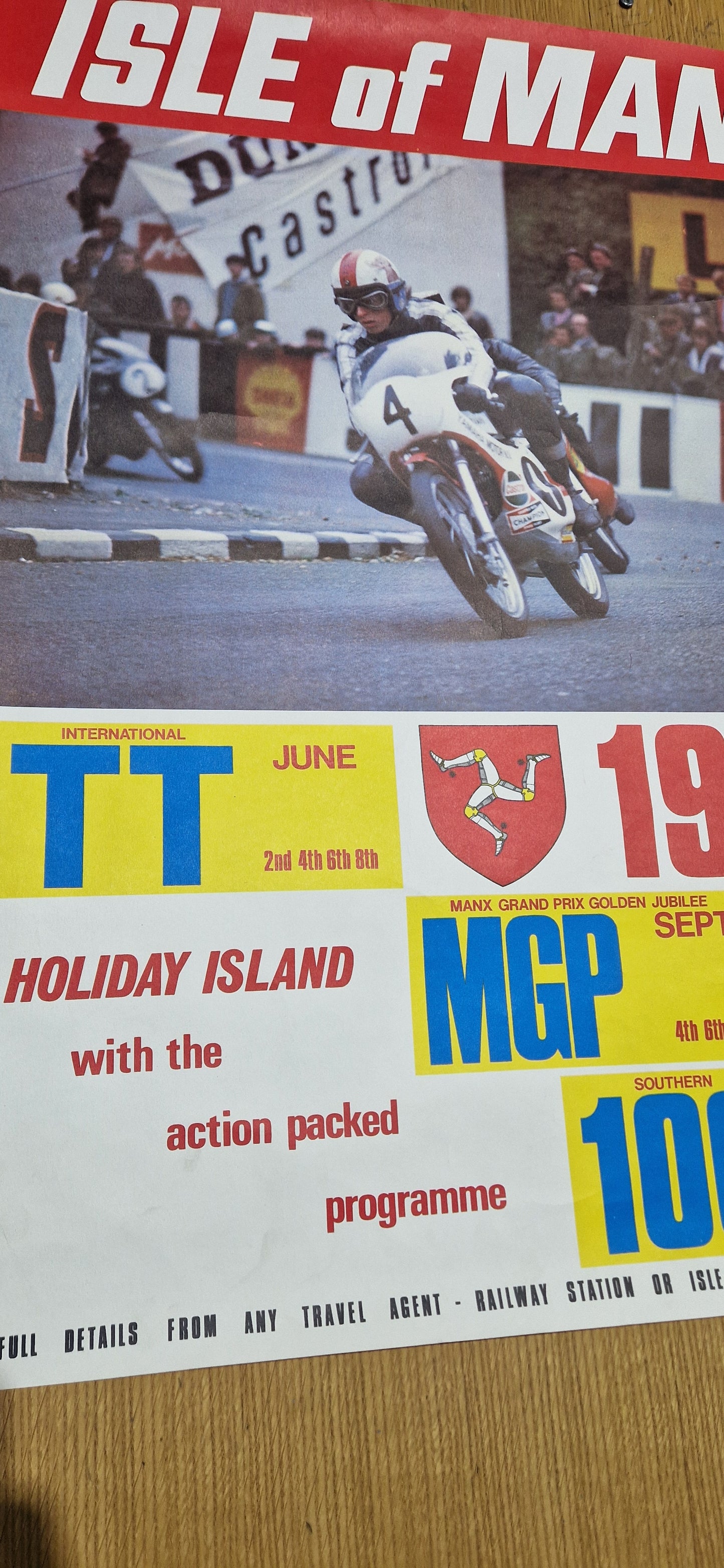 NOS 1973 VINTAGE ISLE OF MAN TT RACE MGP GOLDEN JUBILEE RACE POSTER