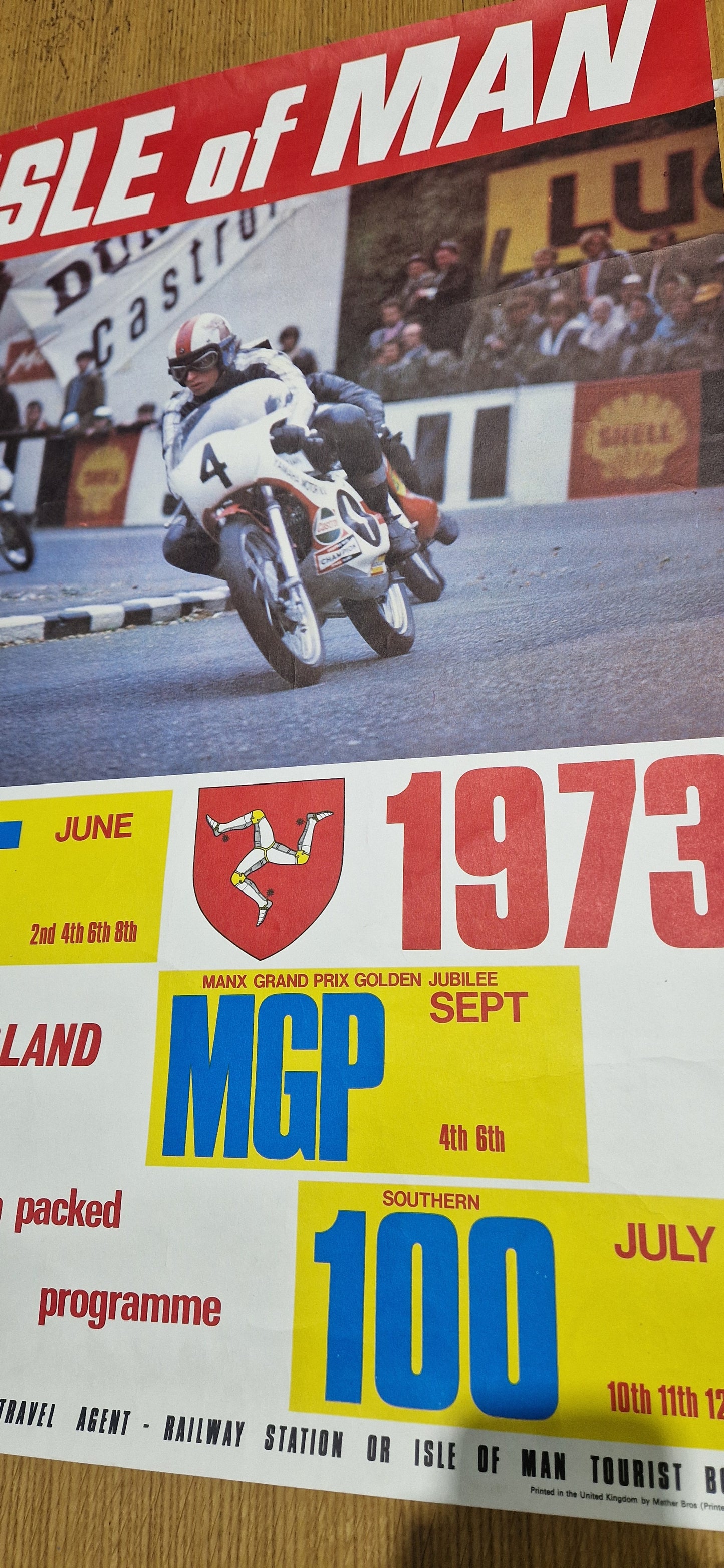 NOS 1973 VINTAGE ISLE OF MAN TT RACE MGP GOLDEN JUBILEE RACE POSTER