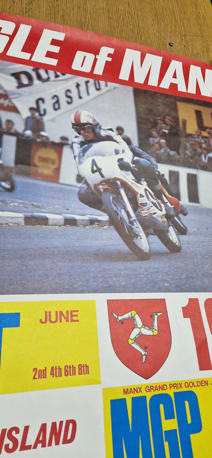 NOS 1973 VINTAGE ISLE OF MAN TT RACE MGP GOLDEN JUBILEE RACE POSTER