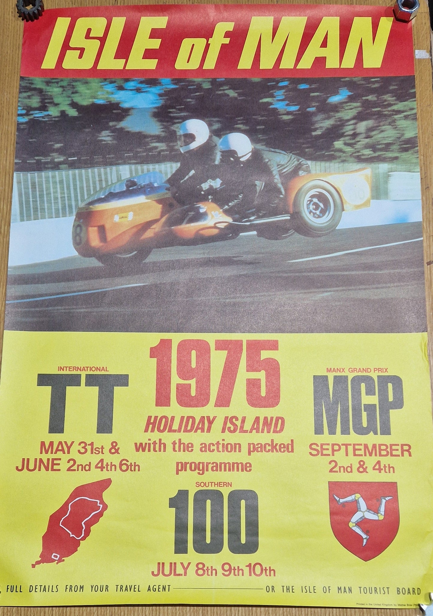 NOS 1975 VINTAGE ISLE OF MAN TT SOUTHERN 100 MGP RACE POSTER