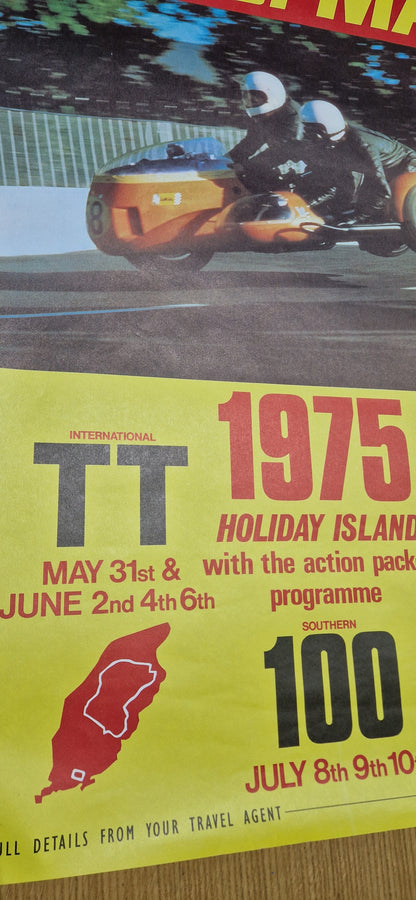 NOS 1975 VINTAGE ISLE OF MAN TT SOUTHERN 100 MGP RACE POSTER