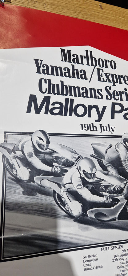 NOS 1981 VINTAGE MARLBORO YAMAHA/EXPRESS CLUBMANS SERIES MALLORY PARK POSTER