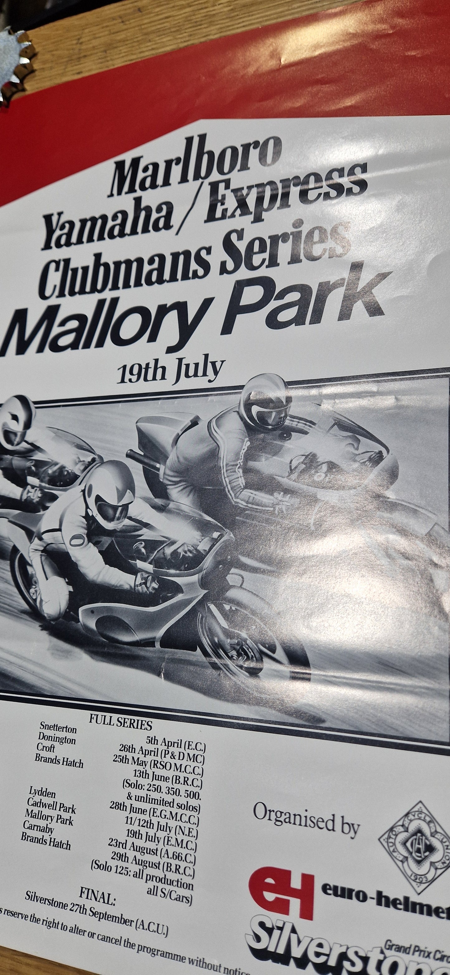 NOS 1981 VINTAGE MARLBORO YAMAHA/EXPRESS CLUBMANS SERIES MALLORY PARK POSTER