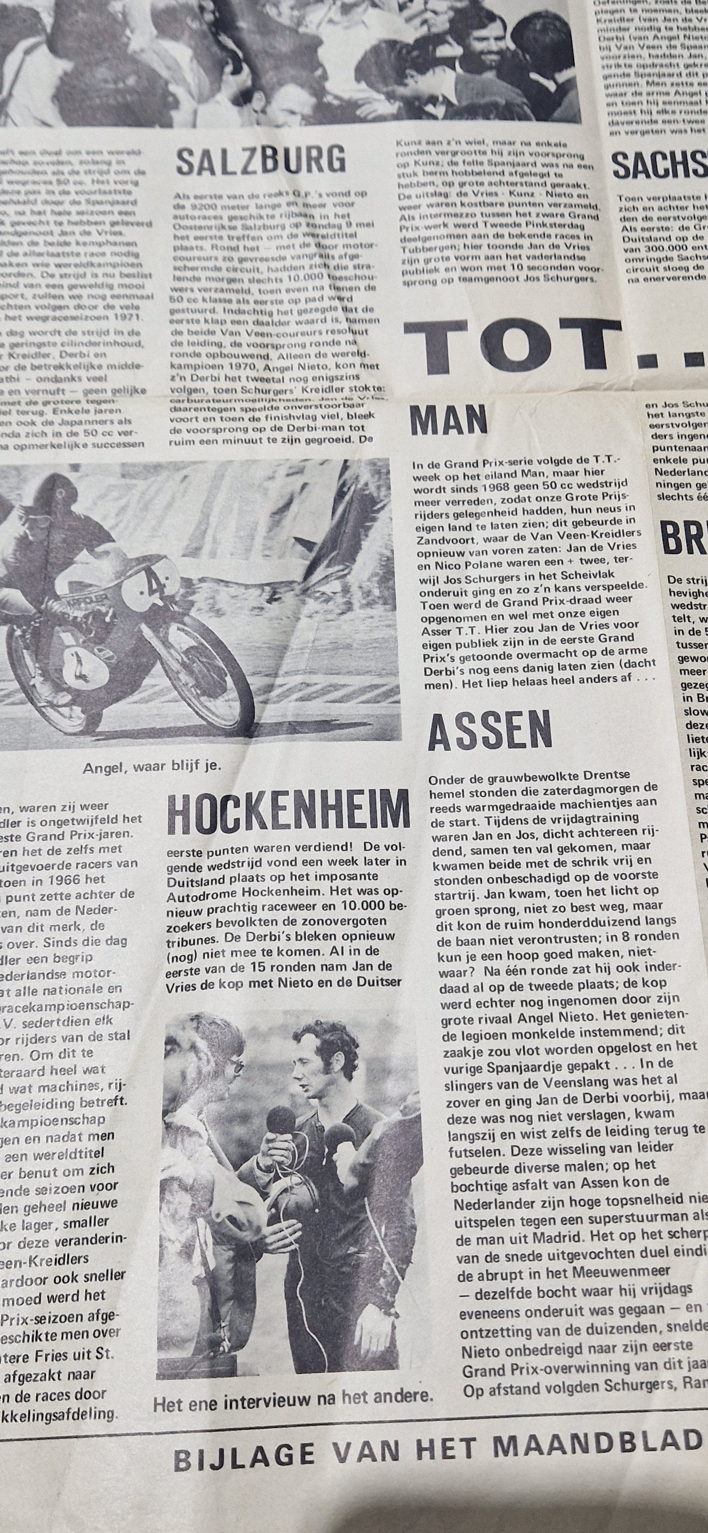 NOS 1971 VINTAGE DUTCH MOTO-CROSS MAGAZINE JAN DE VRIES 50CC GP WIN POSTER