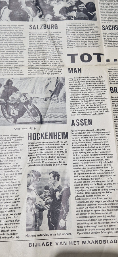 NOS 1971 VINTAGE DUTCH MOTO-CROSS MAGAZINE JAN DE VRIES 50CC GP WIN POSTER