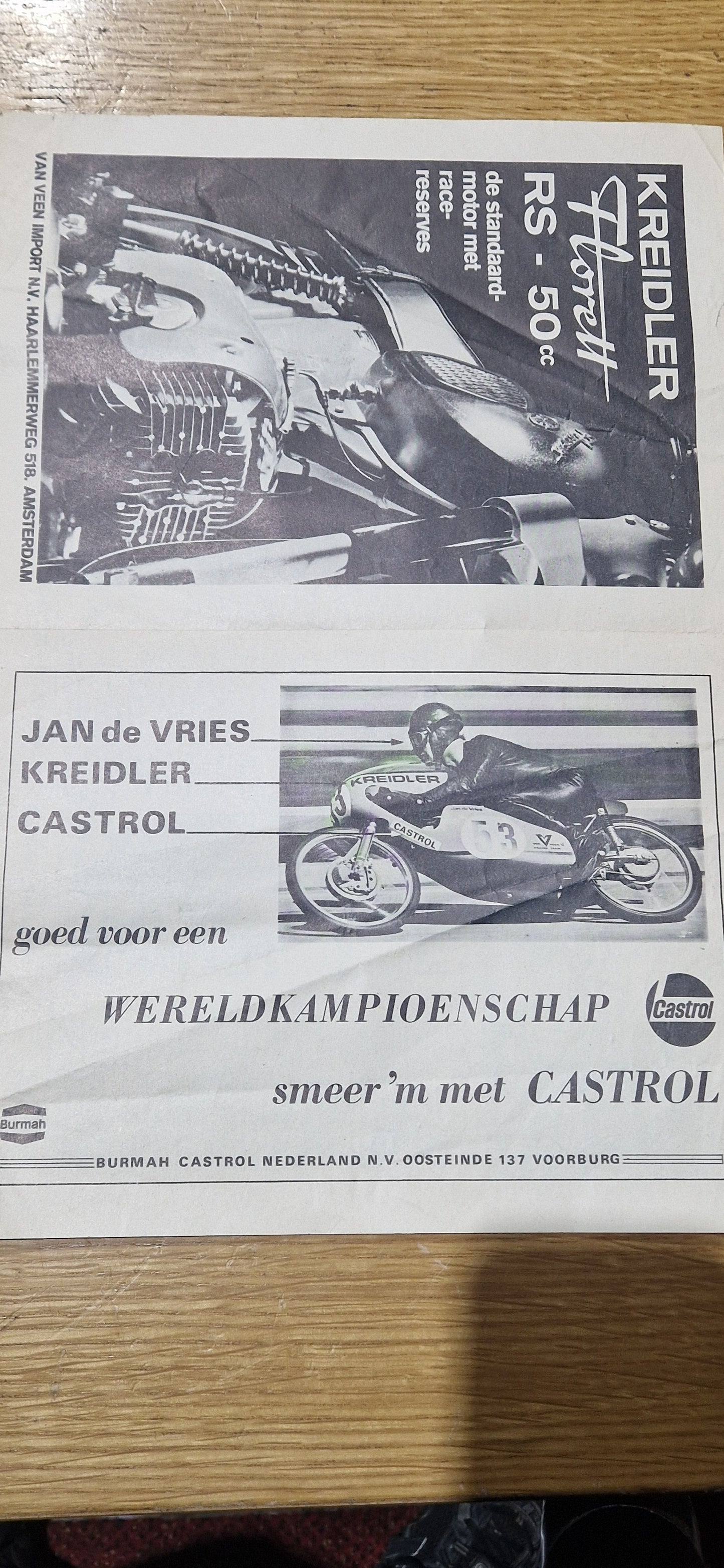 NOS 1971 VINTAGE DUTCH MOTO-CROSS MAGAZINE JAN DE VRIES 50CC GP WIN POSTER