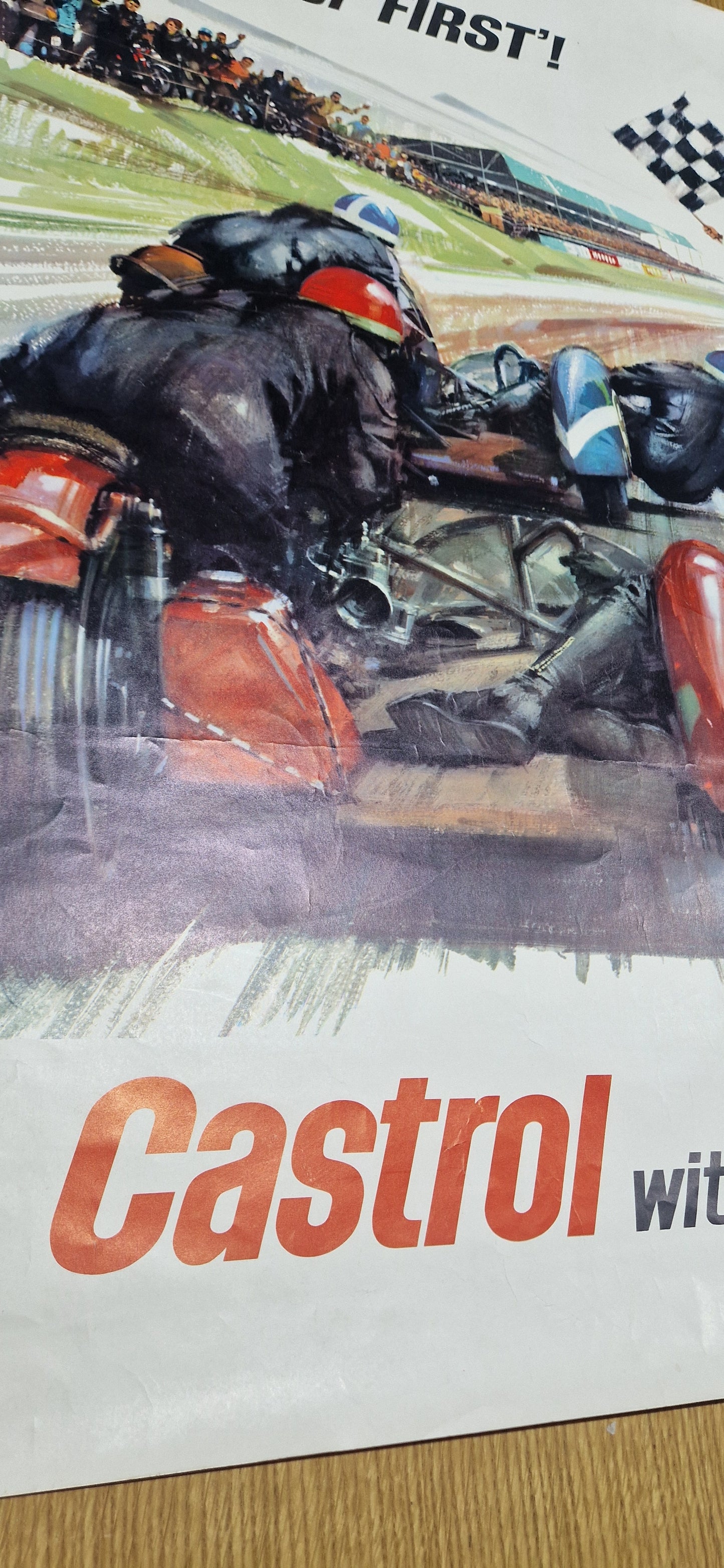 VINTAGE 1960'S "ANOTHER FIRST" CASTROL MOTOR OIL POSTER