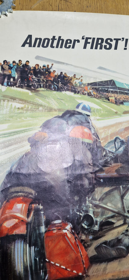 VINTAGE 1960'S "ANOTHER FIRST" CASTROL MOTOR OIL POSTER