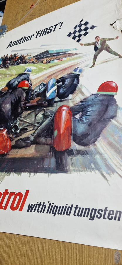 VINTAGE 1960'S "ANOTHER FIRST" CASTROL MOTOR OIL POSTER