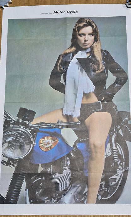 NOS 1960'S VINTAGE BSA A65 SUSAN HAMPSHIRE POSTER