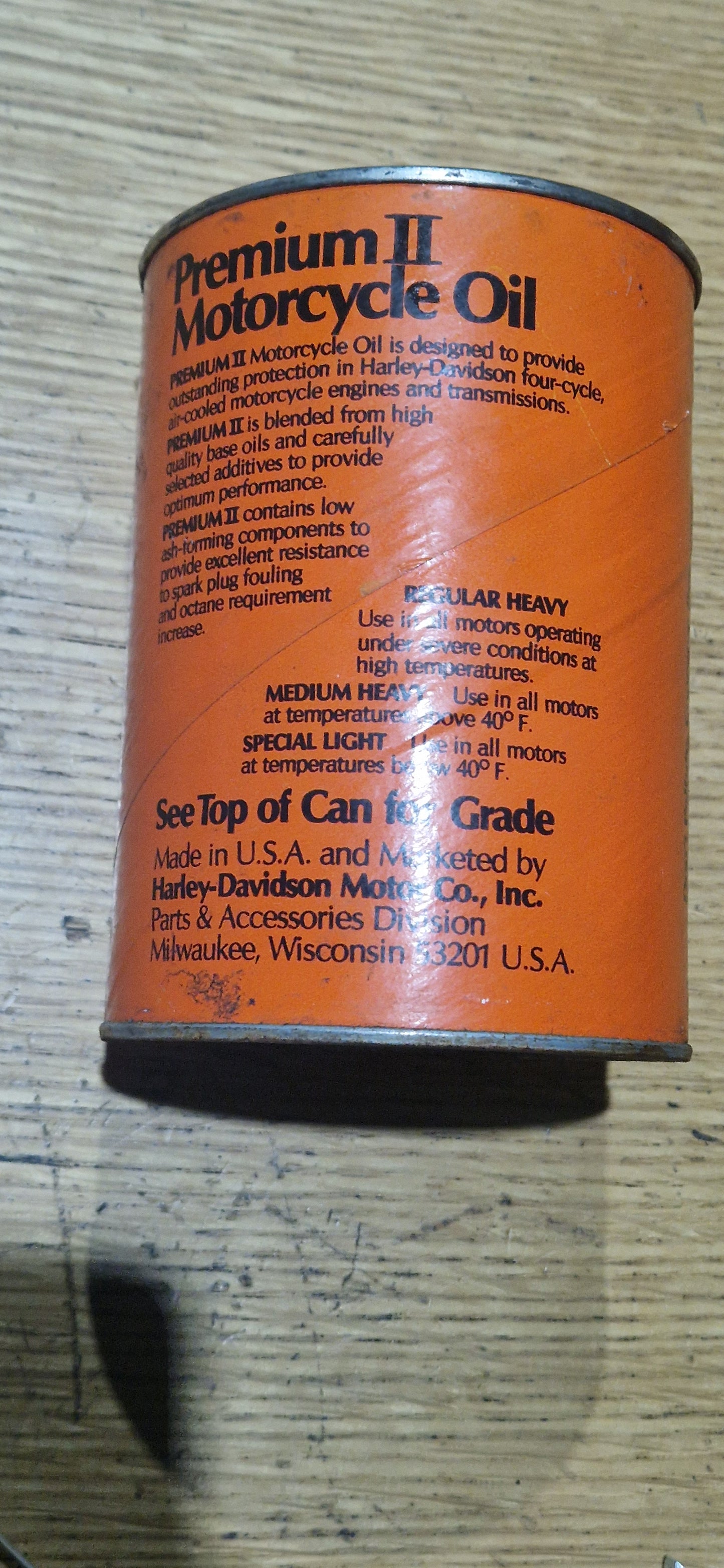 RARE VINTAGE 80'S HARLEY DAVIDSON OIL CAN SAE 50