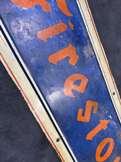 1948 FIRESTONE METAL DEALER SIGN 6X2FT