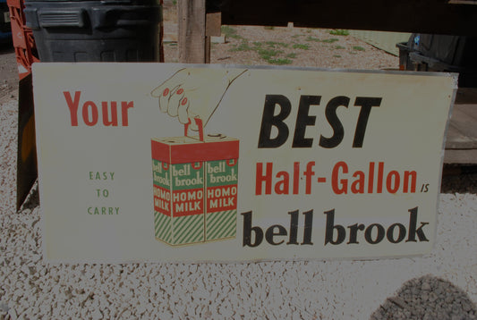 Vintage pressed Bell Brook pressed metal sign