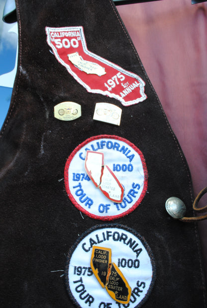 Authentic Suede Leather Vest with California Badges