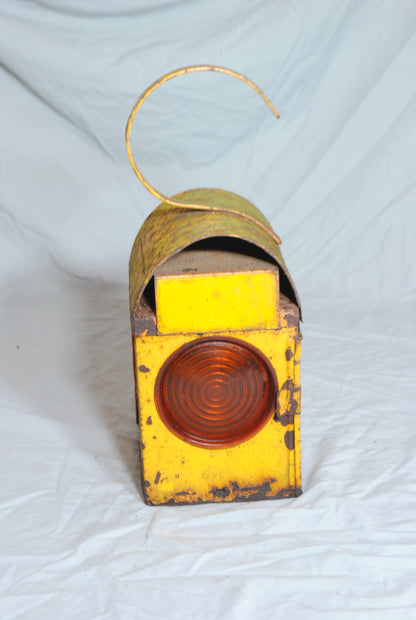 Vintage Yellow Chalwyn Metal railway lantern