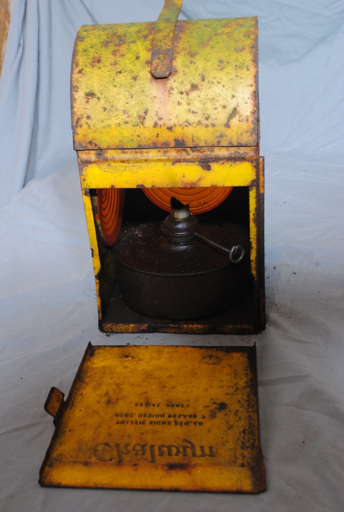 Vintage Yellow Chalwyn Metal railway lantern