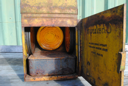Vintage Chalwyn Yellow Metal Railway Lantern