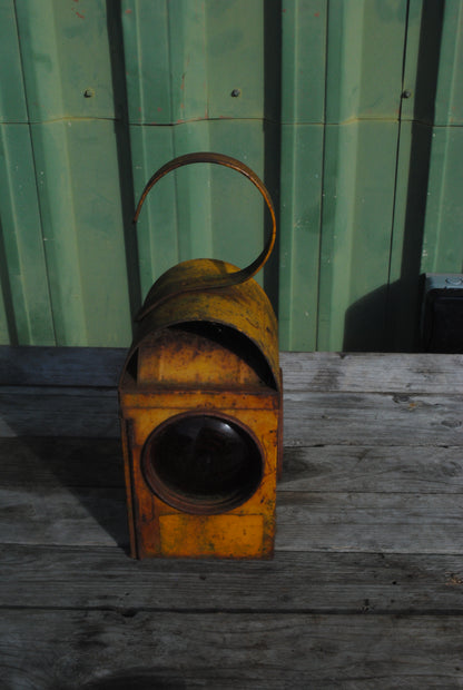 Vintage Chalwyn Yellow Metal Railway Lantern