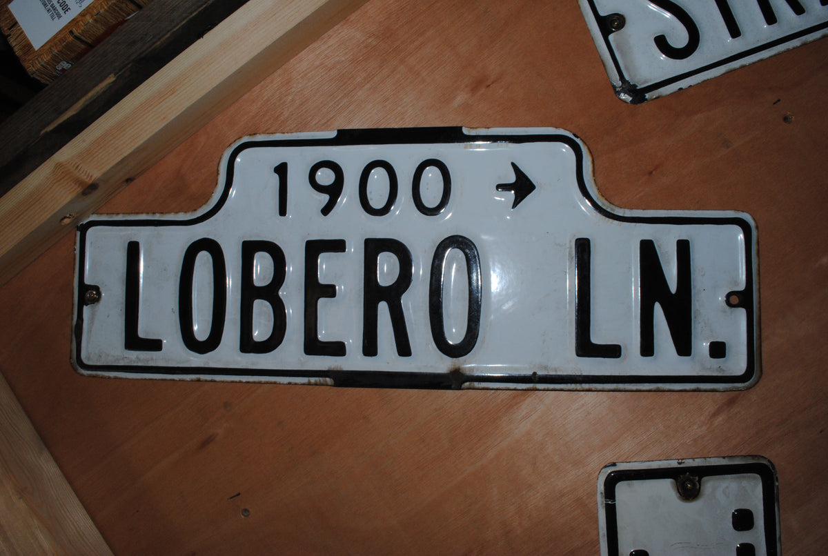 Authentic American Enamel sign - 1900 Lobero Ln.