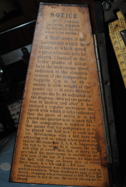 Authentic Vintage Maelzel Swiss Metronome with bell