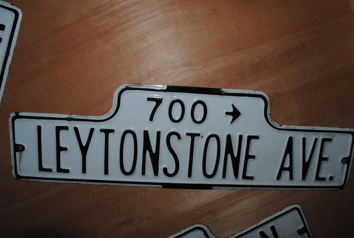 Authentic American Enamel sign - 700 Leytonstone Ave.