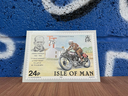 VINTAGE TT ISLE OF MAN 75TH ANNIVERSARY 5 POST CARD SET