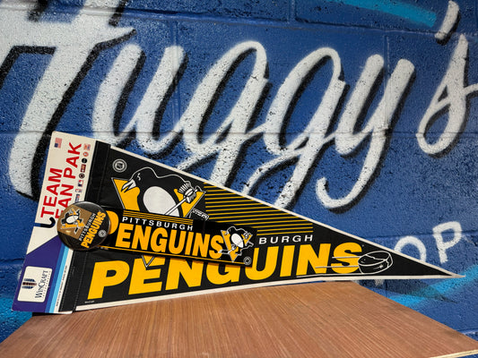 NHL PITTSBURGH PENGUINS BADGE STICKER AND FELT PENNANT