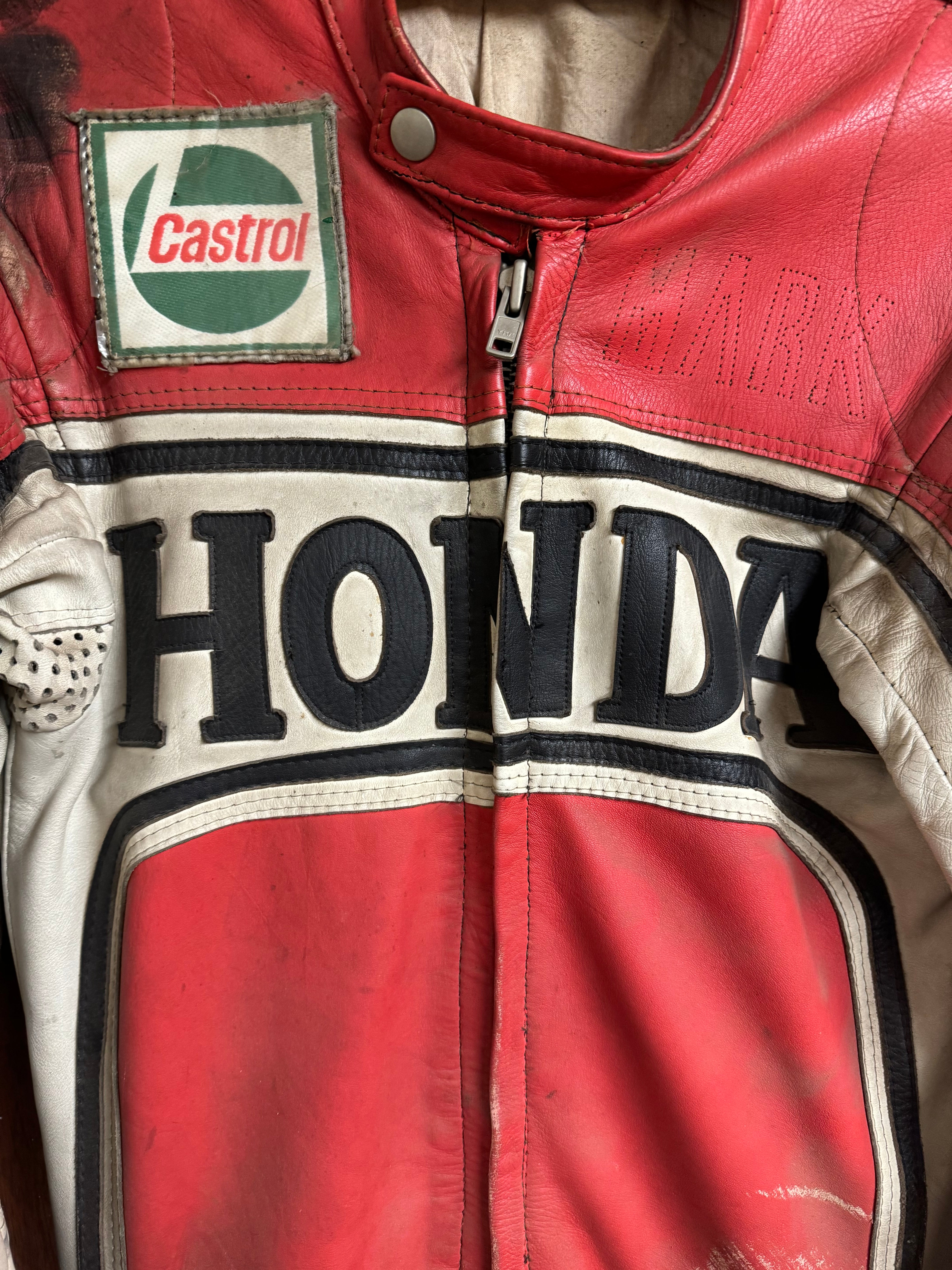 GENUINE VINTAGE CASTROL HONDA RACE LEATHERS Huggys Speedshop
