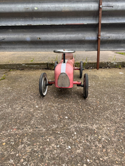 VINTAGE KALEE CHILDRENS PUSH ALONG RED METAL RACE CAR