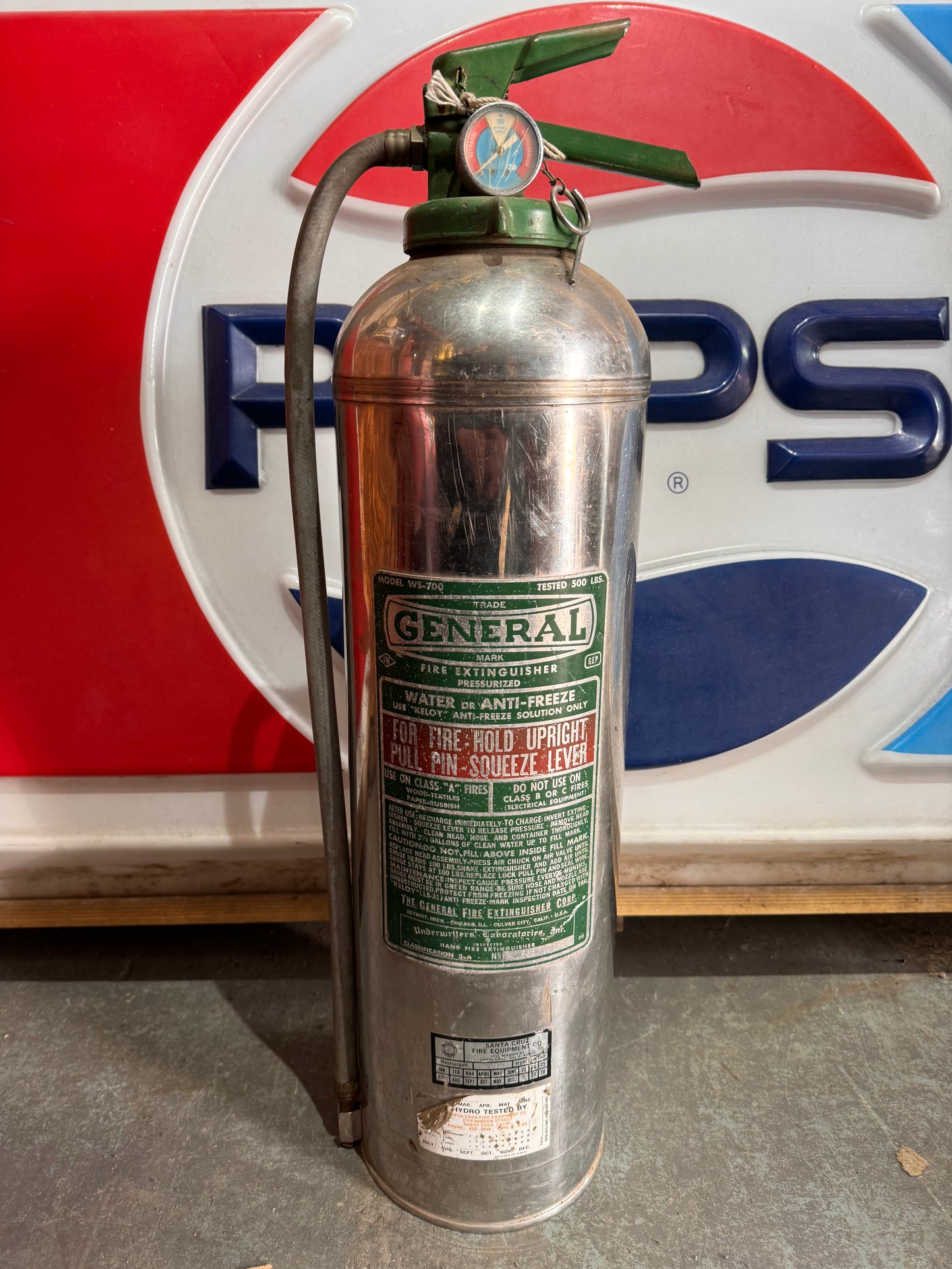 VINTAGE GENERAL CHROME PRESSURIZED FIRE EXTINGUISHER