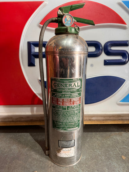 VINTAGE GENERAL CHROME PRESSURIZED FIRE EXTINGUISHER