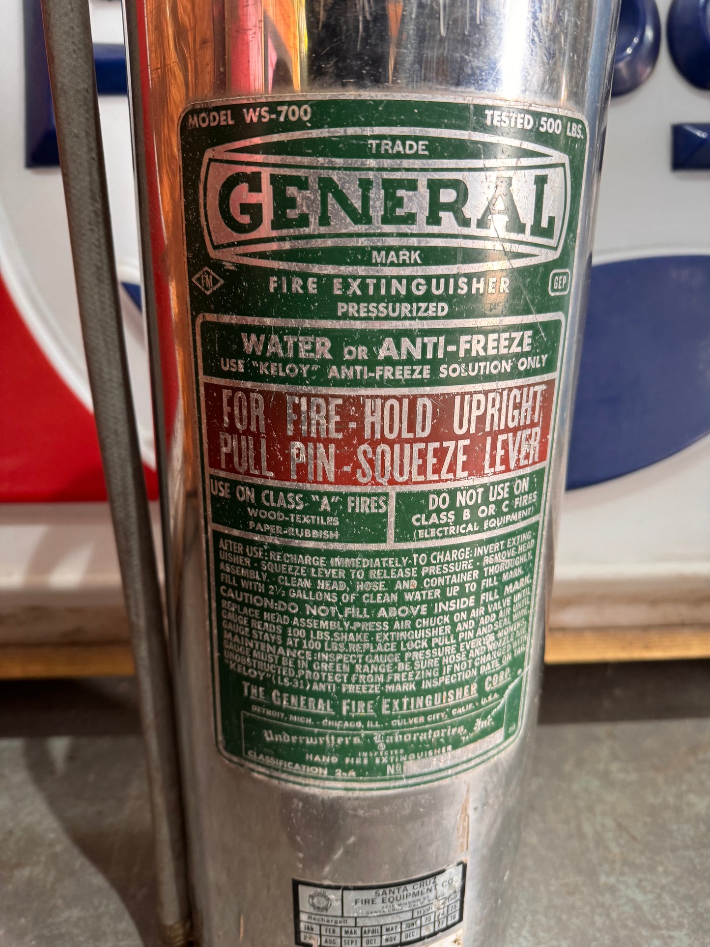 VINTAGE GENERAL CHROME PRESSURIZED FIRE EXTINGUISHER