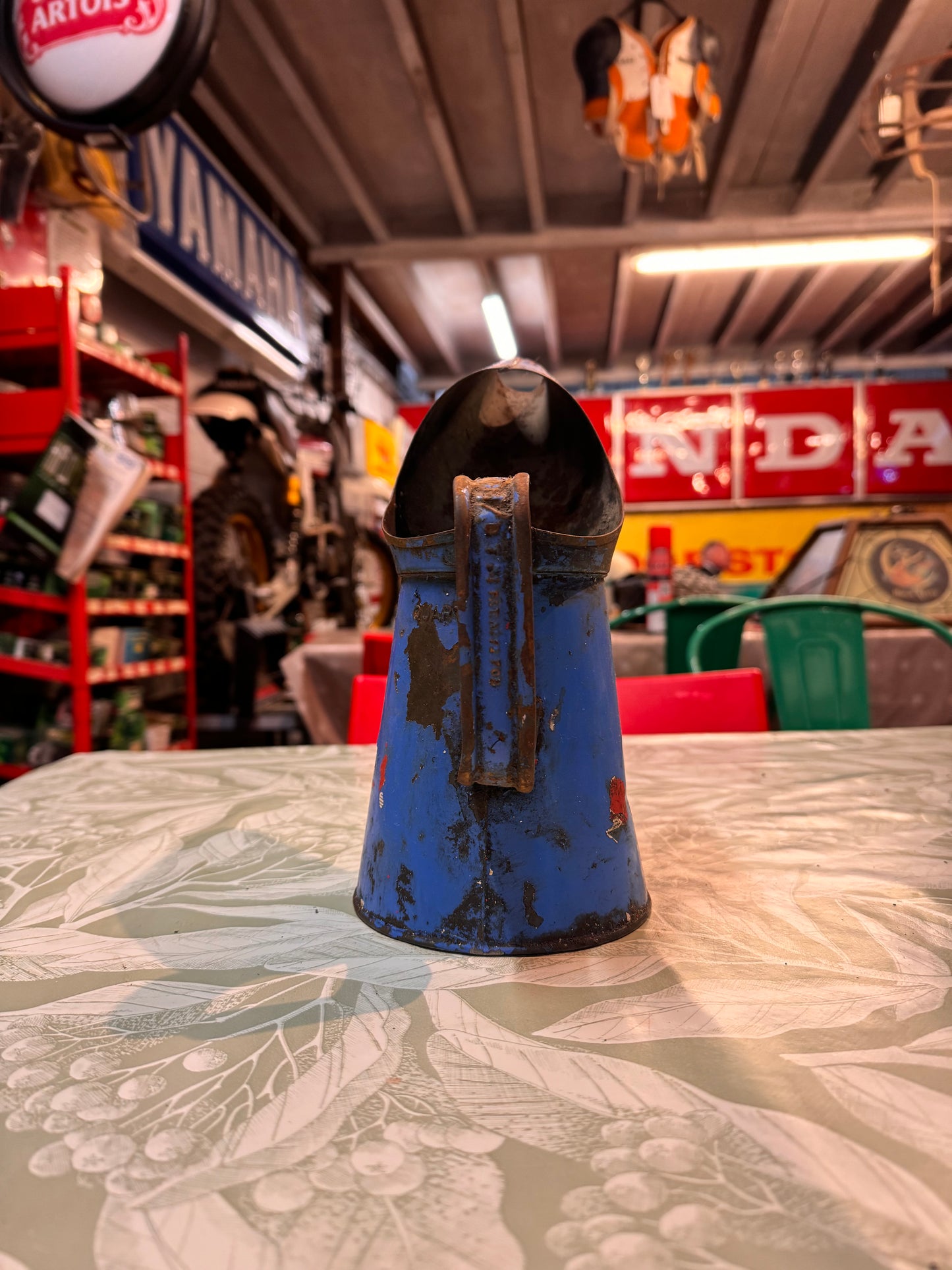 VINTAGE BLUE 1L PETROL/OIL JUG