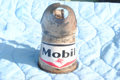 Mobil branded metal oil jug