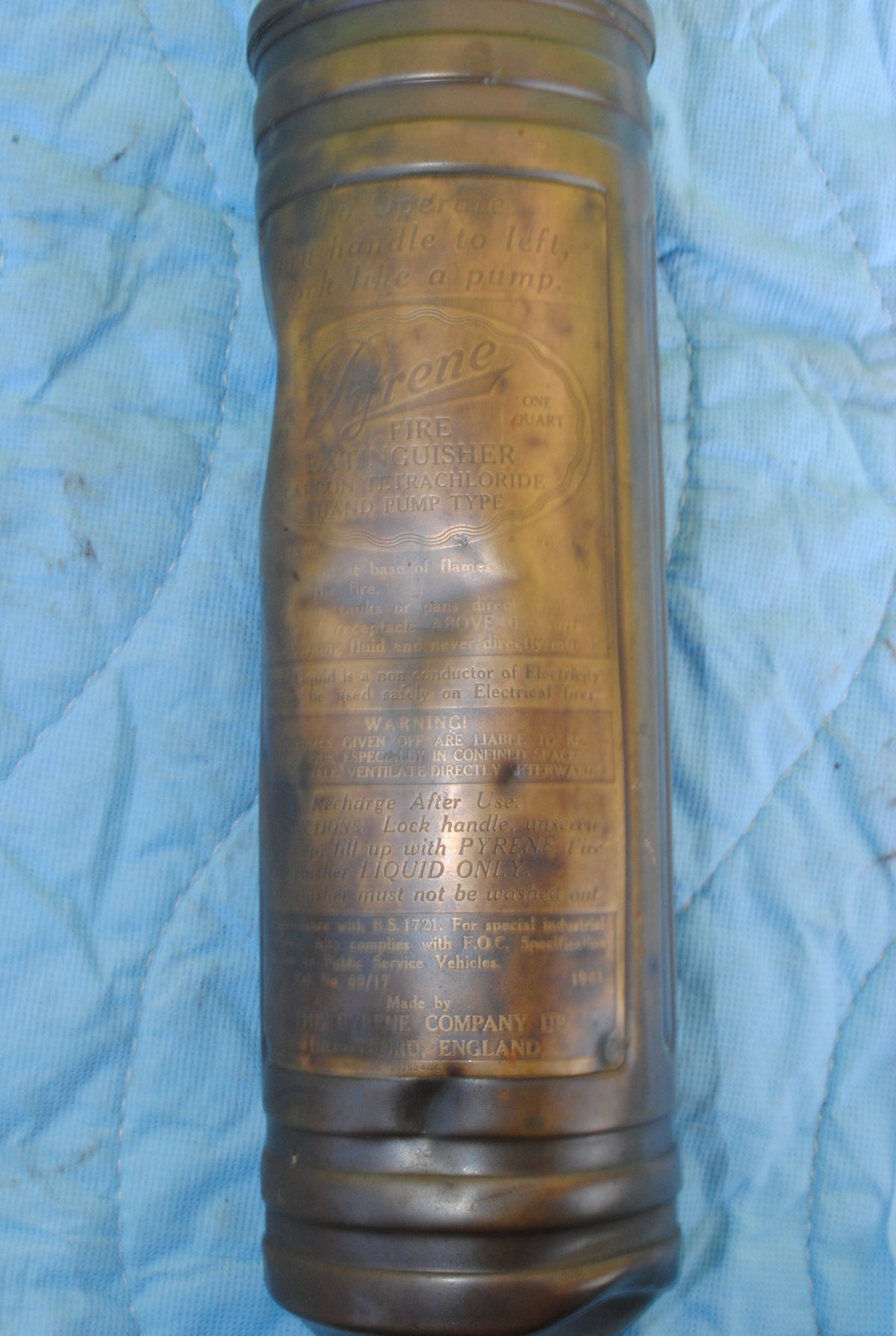 Vintage Brass Pyrene Fire extinguisher