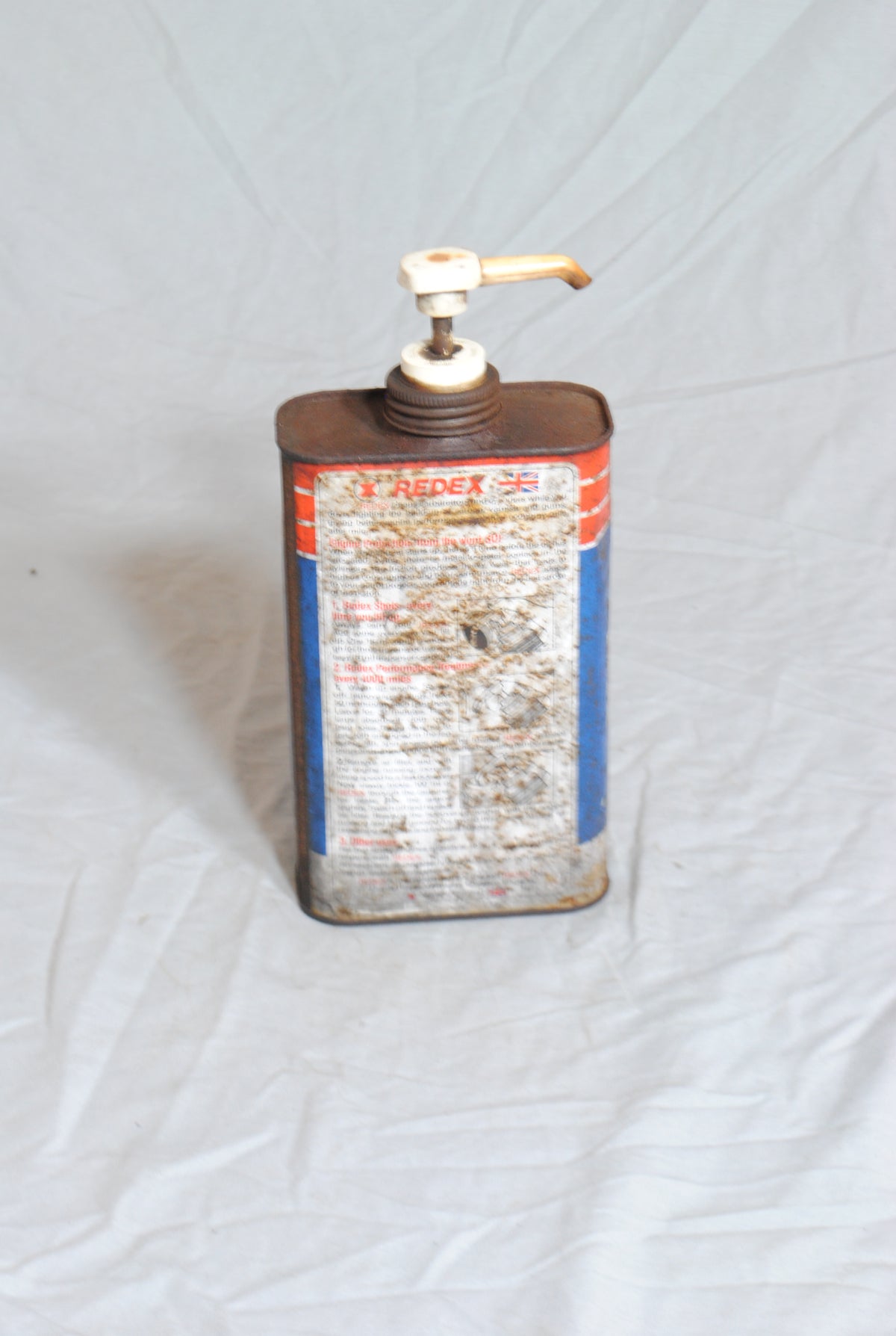 Vintage Redex metal oil can with pump