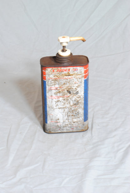 Vintage Redex metal oil can with pump